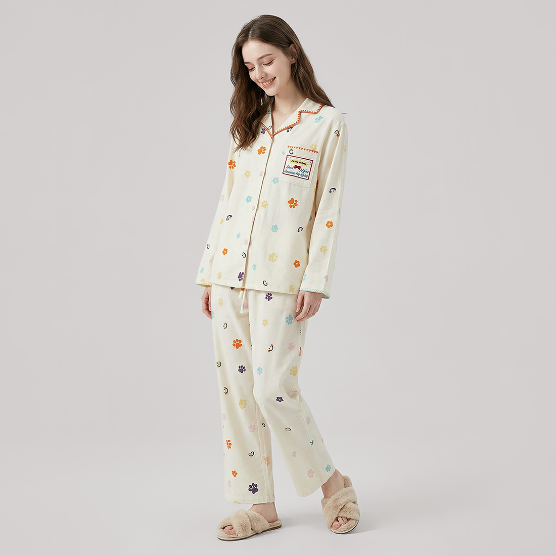 Women's Lyocell Tencel Cotton Pajama Set Long Sleeve Pants Loungewear - Nomee