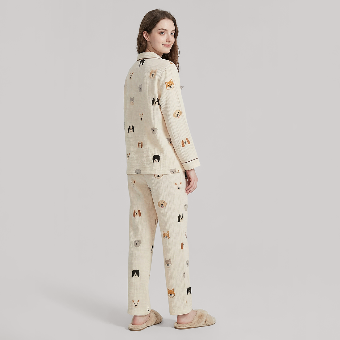 Nomee Guofeng Double-Layer Cotton Gauze Couple's Pajama Set - Nomee