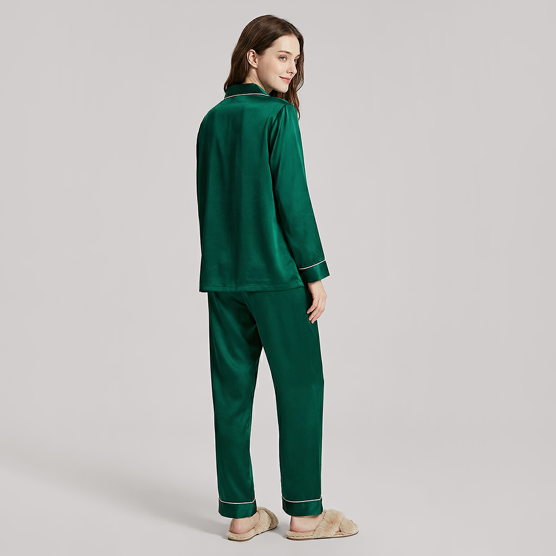19 Momme Mulberry Silk Pajama Set for Women - Long Sleeve Pants Set - Nomee
