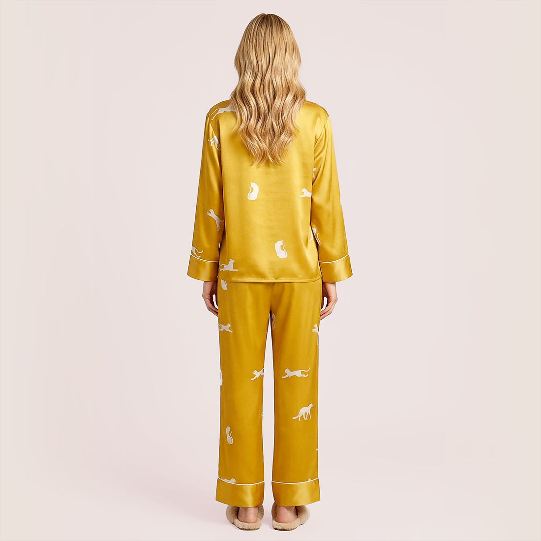 100% Mulberry Silk Long Sleeve Lapel Pajama Set (19mm) - Nomee