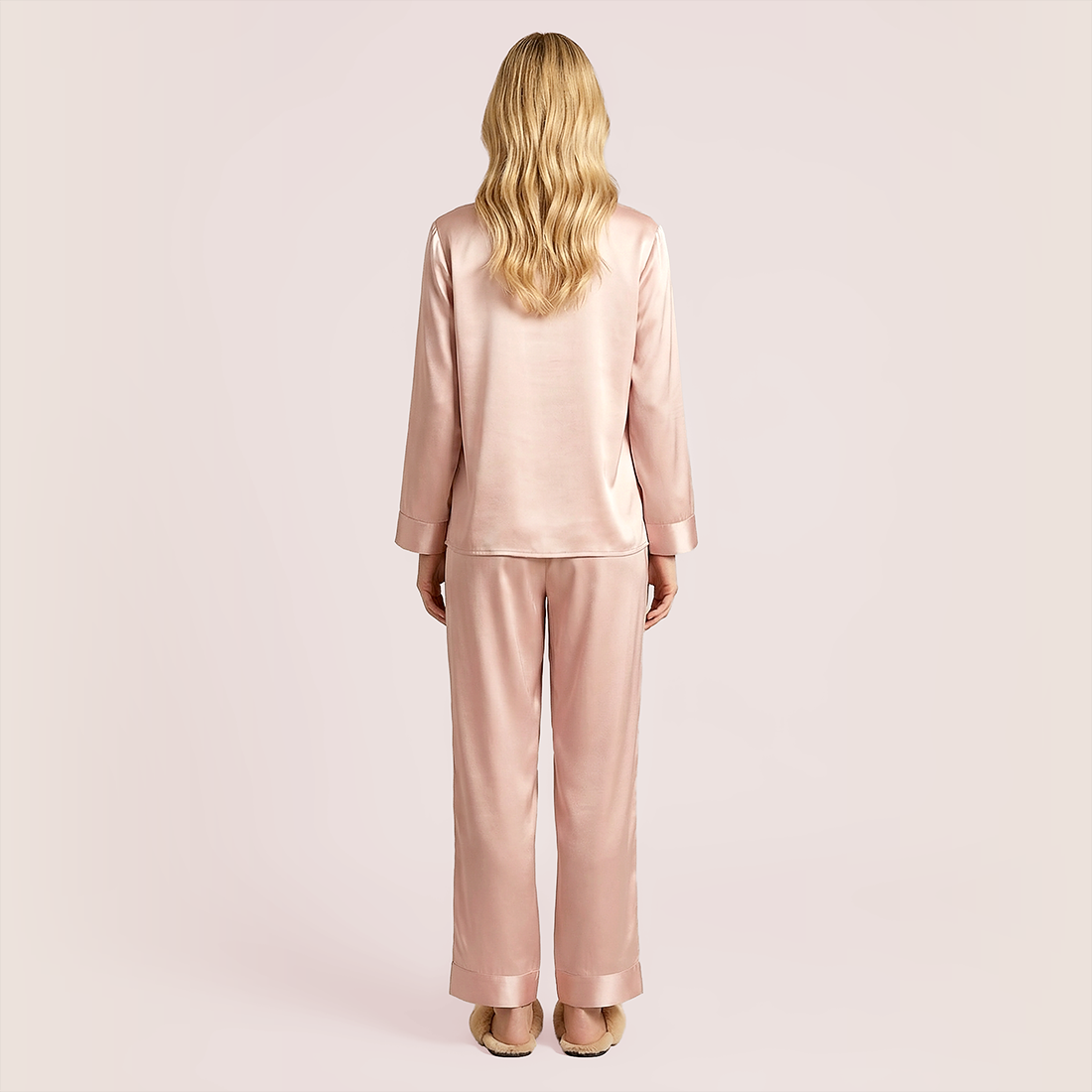 100% mulberry silk long sleeved women's sleepwear two-piece set-Nomee