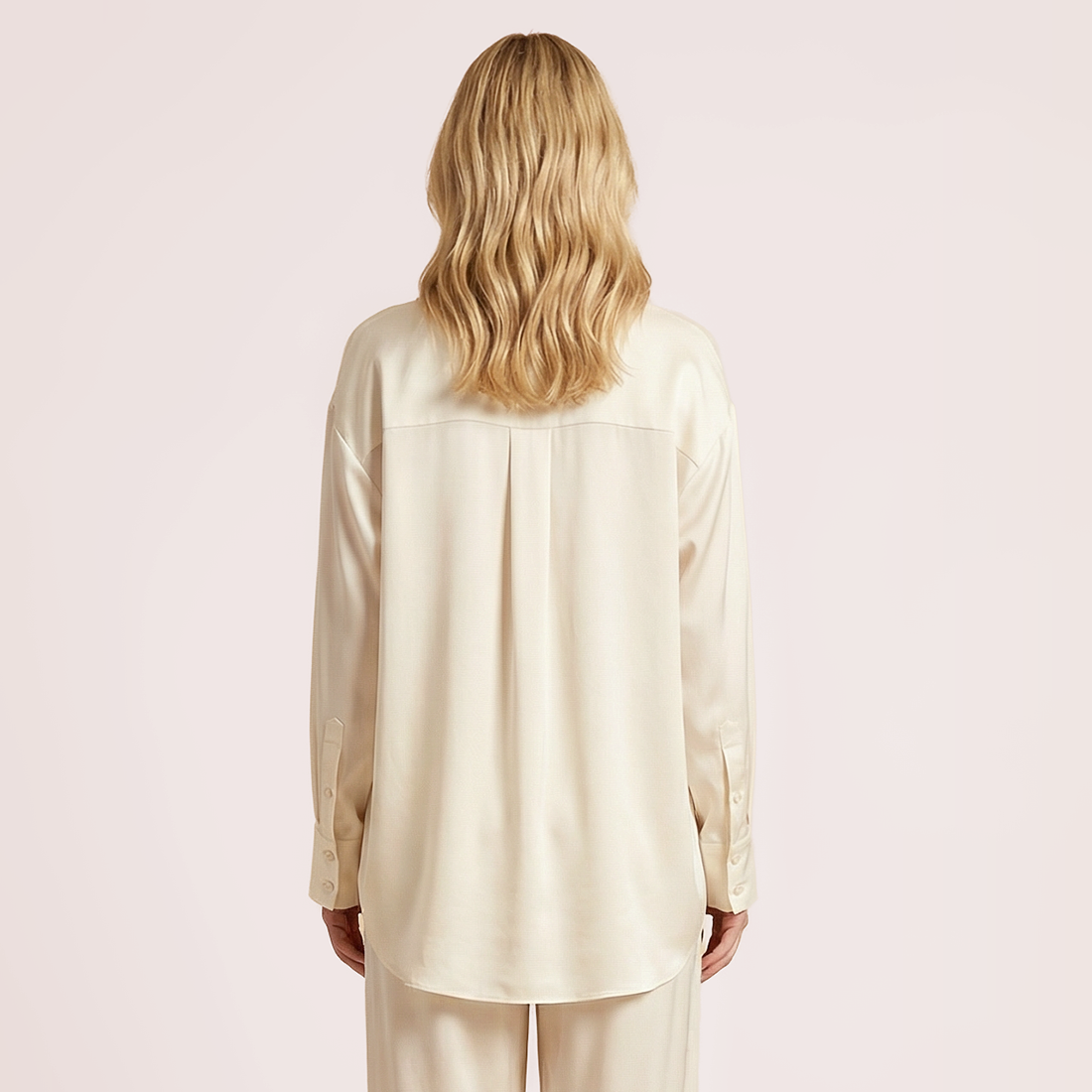 Silk V-neck long sleeved shirt-Nomee