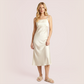 100% real silk slim fit suspender Midi dress-Nomee