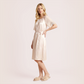 Tie up waist cinching short sleeved nightgown