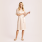 Tie up waist cinching short sleeved nightgown