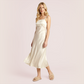 100% real silk slim fit suspender Midi dress-Nomee