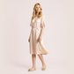Tie up waist cinching short sleeved nightgown