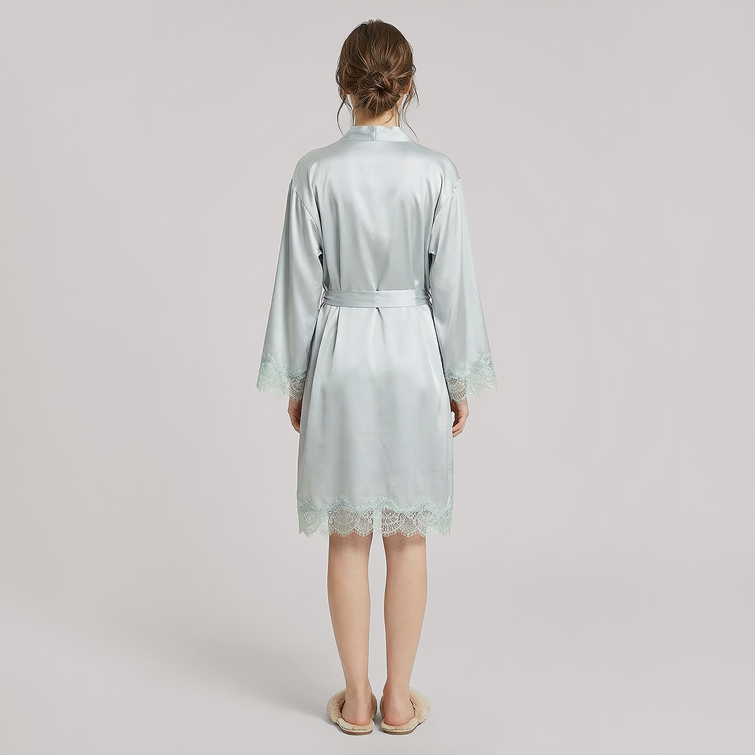 Nomee 100% Mulberry Silk Lace Trim Pajama Set-Nomee