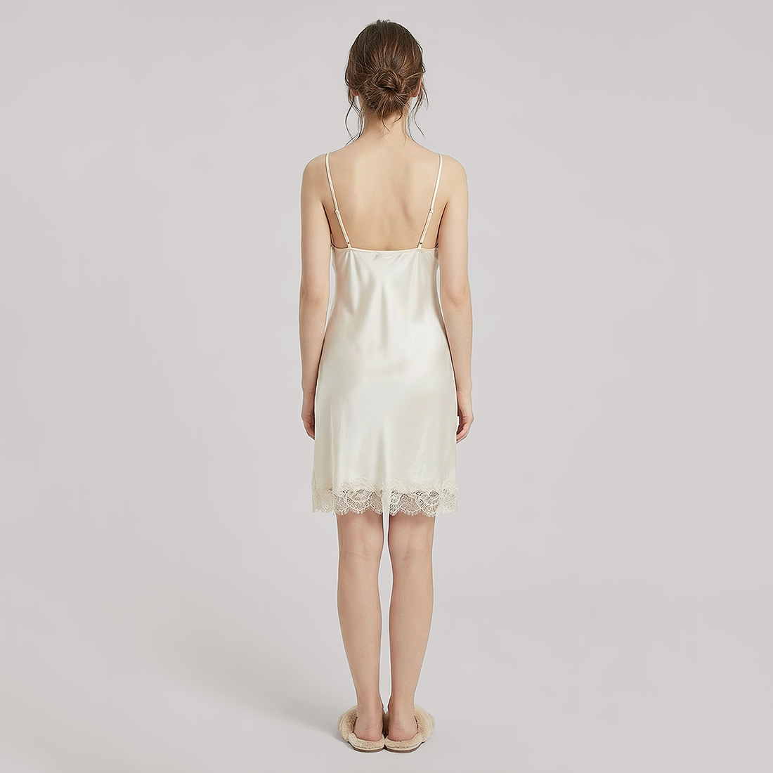 Nomee 100% Mulberry Silk Lace Trim Pajama Set-Nomee