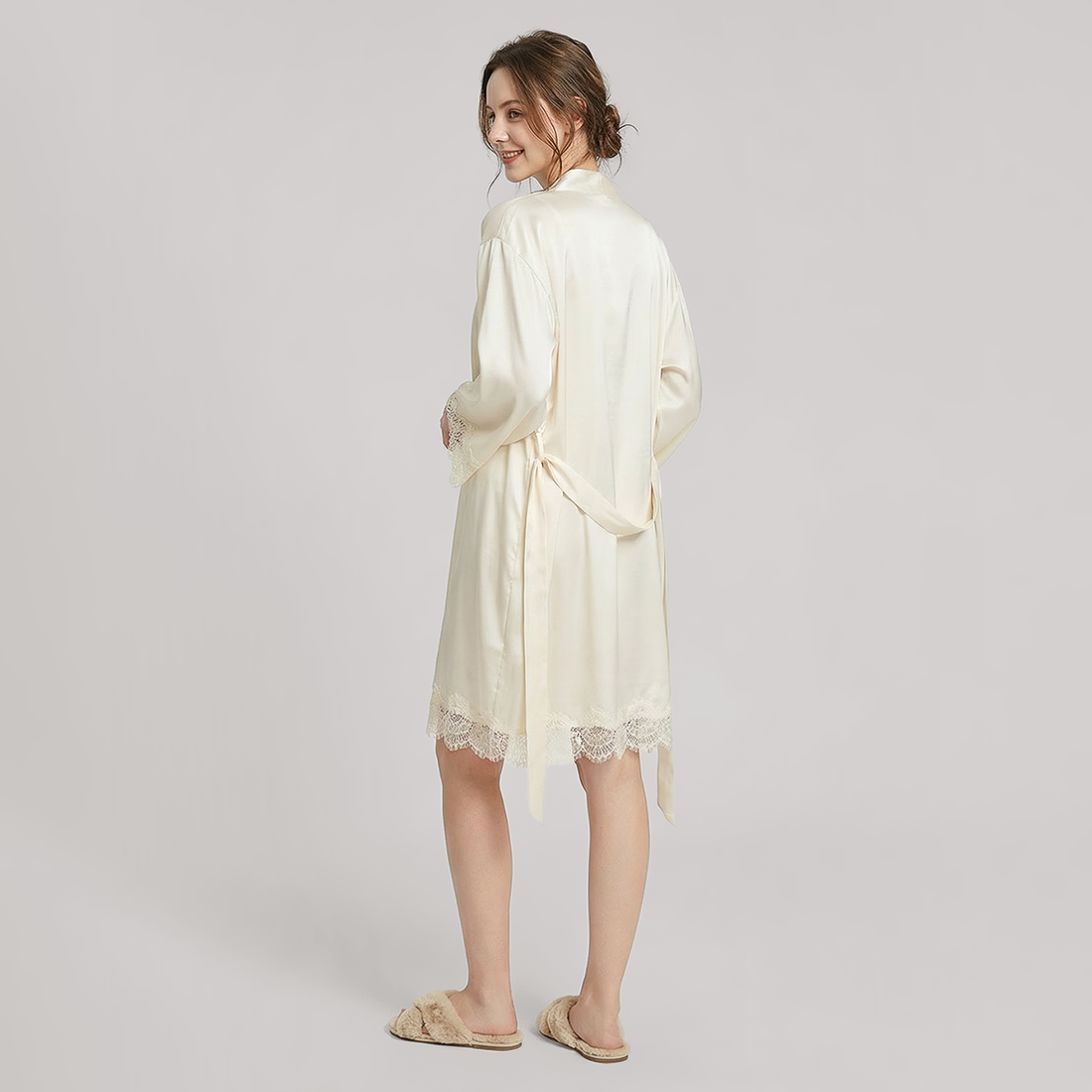Nomee 100% Mulberry Silk Lace Trim Pajama Set-Nomee