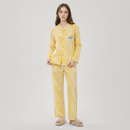 Women's Lyocell Tencel Cotton Pajama Set Long Sleeve Pants Loungewear - Nomee