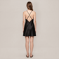100% Mulberry Silk V-Neck Backless Lace Cami Nightgown - Nomee