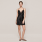 100% Mulberry Silk V-Neck Backless Lace Cami Nightgown - Nomee
