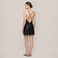 100% Mulberry Silk V-Neck Backless Lace Cami Nightgown - Nomee