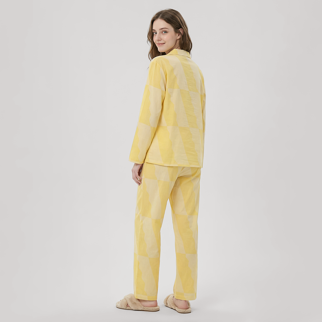 Women's Lyocell Tencel Cotton Pajama Set Long Sleeve Pants Loungewear - Nomee