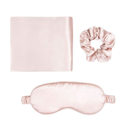 Wholesale mulberry silk pillowcase mask scrunchie set three piece sleep eye care-Nomee