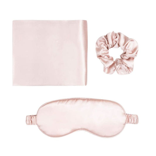 Wholesale mulberry silk pillowcase mask scrunchie set three piece sleep eye care-Nomee