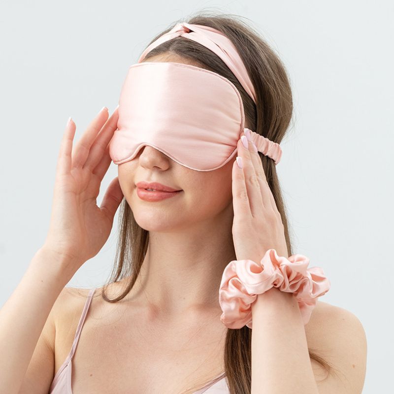 Wholesale silk pillowcase mask scrunchie headband set-Nomee