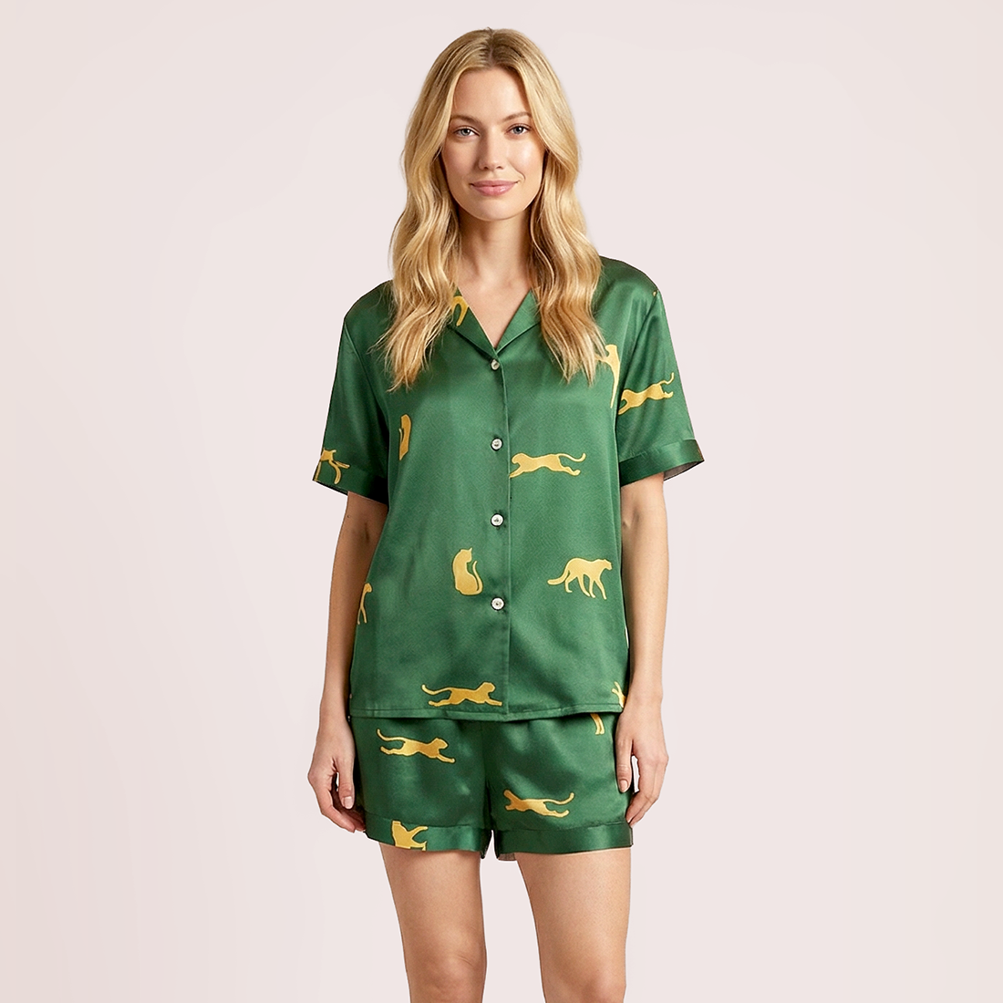 100% Mulberry Silk Home Casual Pajama Set-Nomee