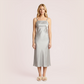 100% real silk slim fit suspender Midi dress-Nomee