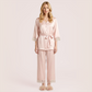 100% silk V-neck lace seven quarter sleeved jacket+long pants pajama set-Nomee