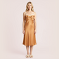 Silk back hollow suspender nightgown-Nomee