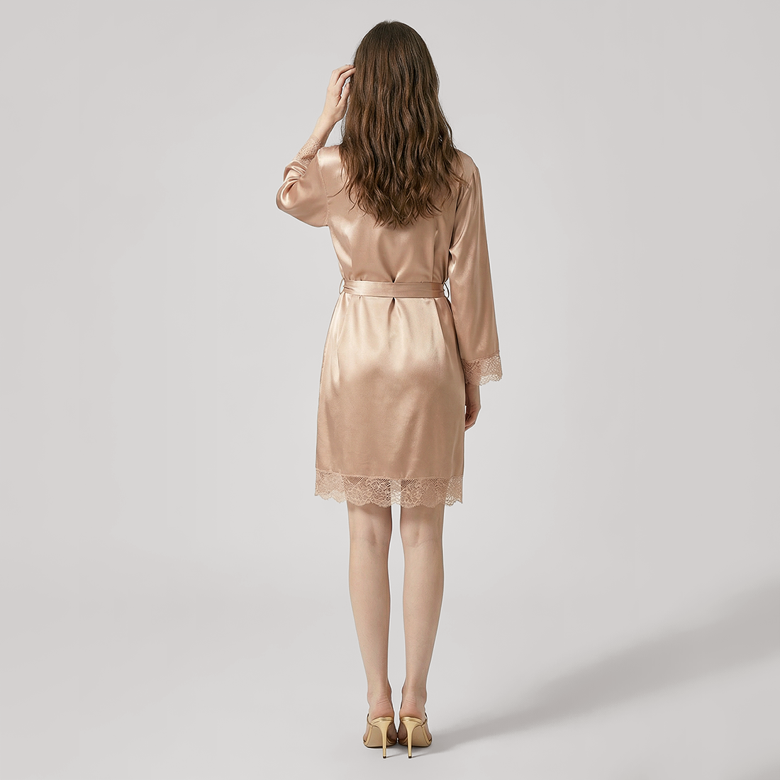 Women's 19mm Heavyweight Silk Robe and Camisole Nightgown Set - Nomee