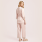 100% silk V-neck lace seven quarter sleeved jacket+long pants pajama set-Nomee
