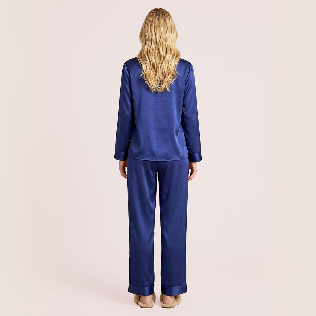 100% mulberry silk long sleeved women's sleepwear two-piece set-Nomee