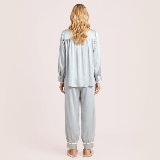 Fashion lace decorated silk sleepwear set-Nomee