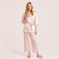100% silk V-neck lace seven quarter sleeved jacket+long pants pajama set-Nomee