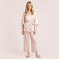 100% silk V-neck lace seven quarter sleeved jacket+long pants pajama set-Nomee