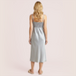 100% real silk slim fit suspender Midi dress-Nomee