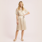 Tie up waist cinching short sleeved nightgown