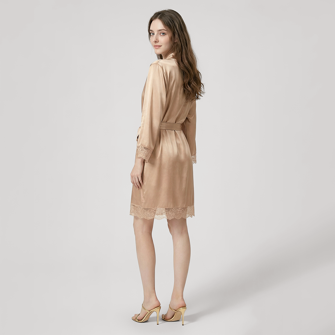 Women's 19mm Heavyweight Silk Robe and Camisole Nightgown Set - Nomee