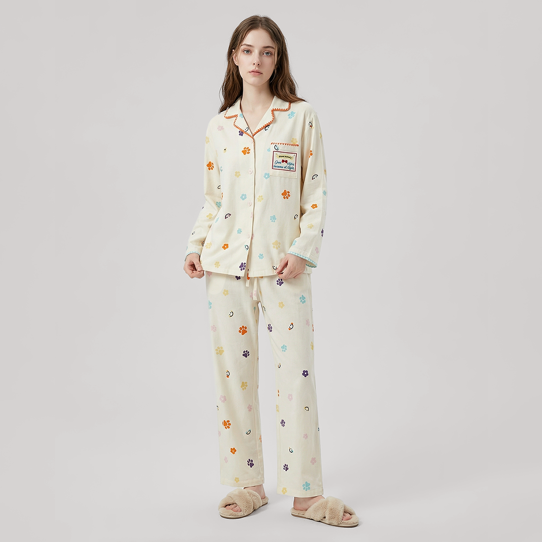 Women's Lyocell Tencel Cotton Pajama Set Long Sleeve Pants Loungewear - Nomee