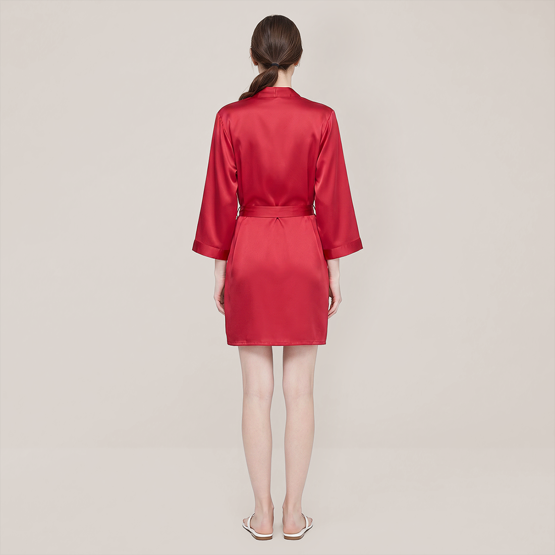 100% Mulberry Silk V-Neck Robe - Nomee