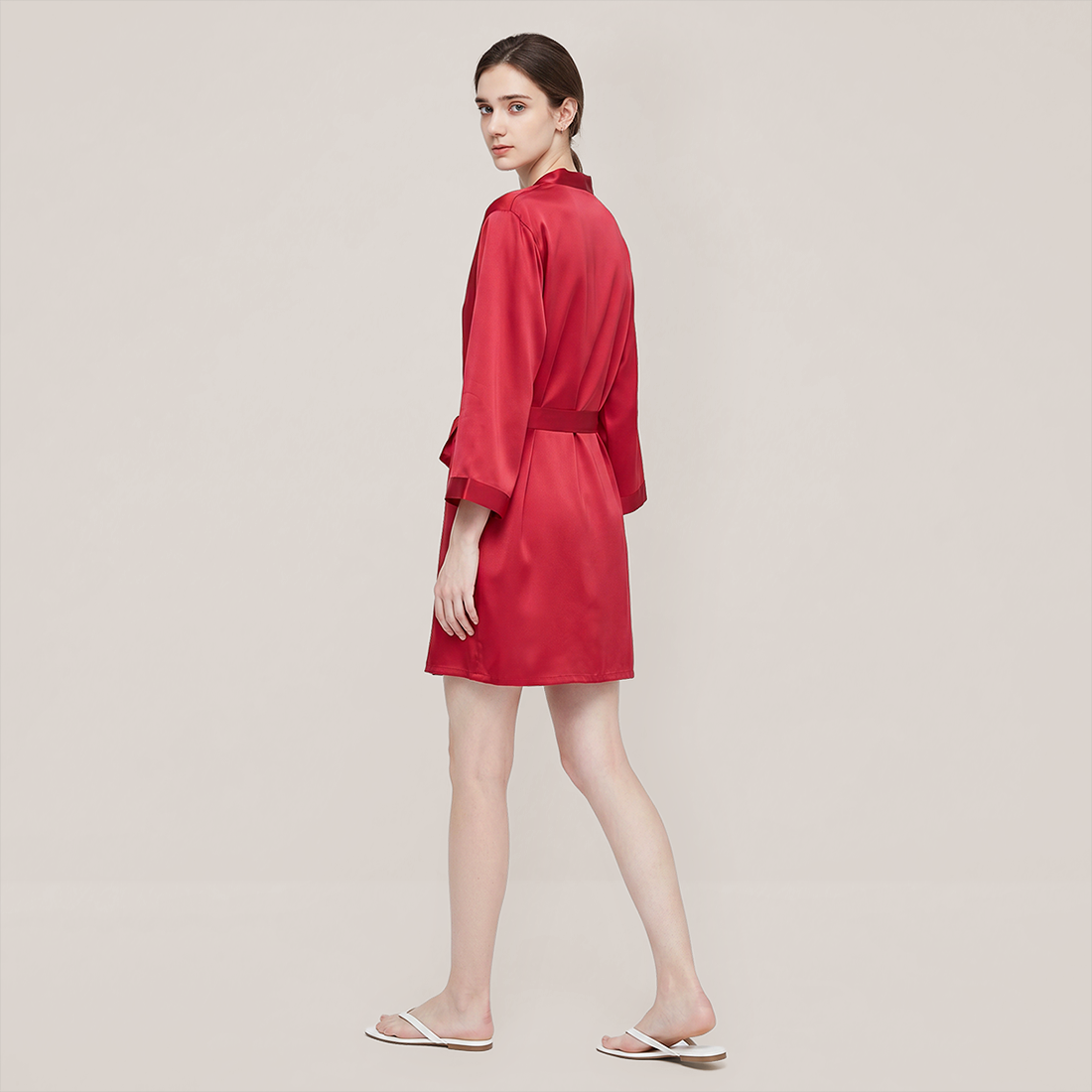 100% Mulberry Silk V-Neck Robe - Nomee
