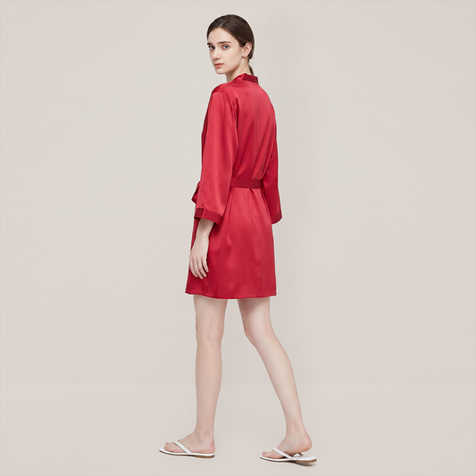 100% Mulberry Silk V-Neck Robe - Nomee
