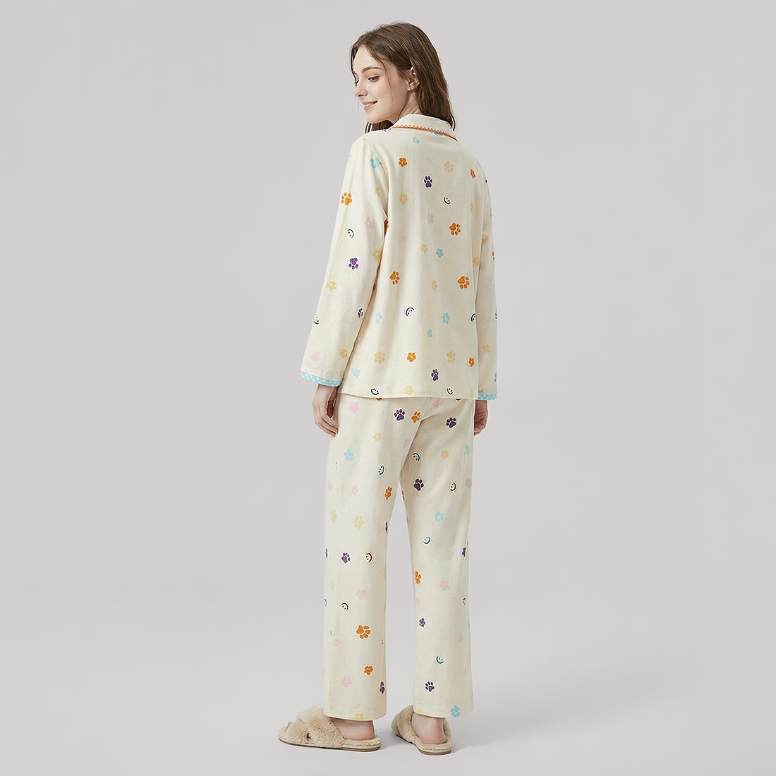 Women's Lyocell Tencel Cotton Pajama Set Long Sleeve Pants Loungewear - Nomee