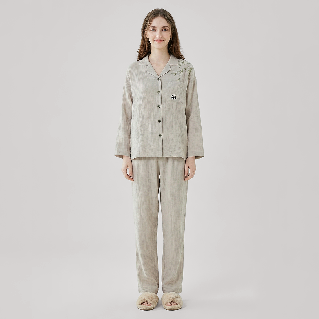 Nomee Guofeng Double-Layer Cotton Gauze Couple's Pajama Set - Nomee