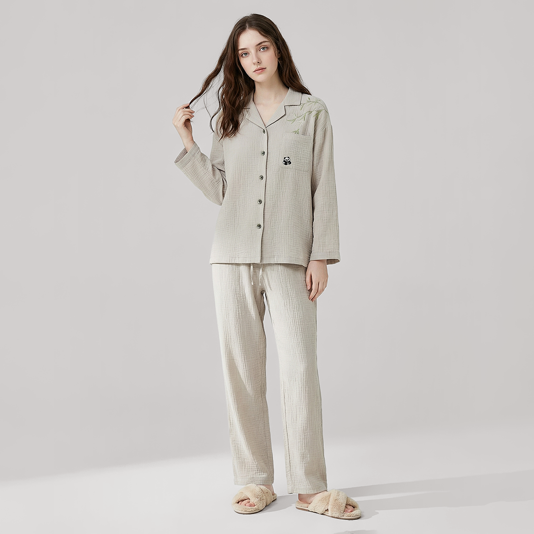 Nomee Guofeng Double-Layer Cotton Gauze Couple's Pajama Set - Nomee