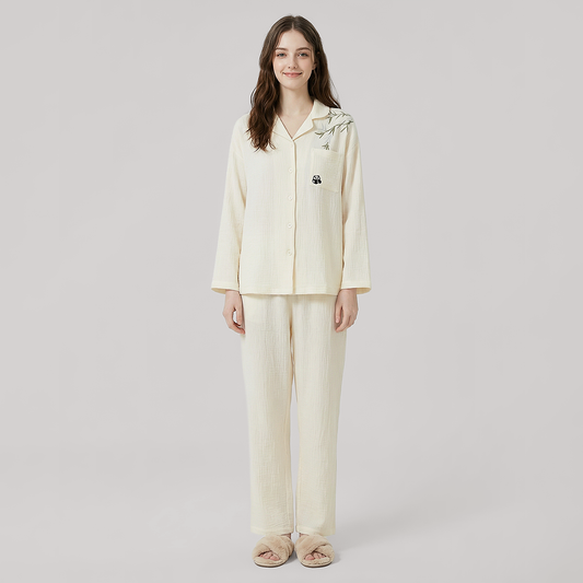 Nomee Guofeng Double-Layer Cotton Gauze Couple's Pajama Set - Nomee