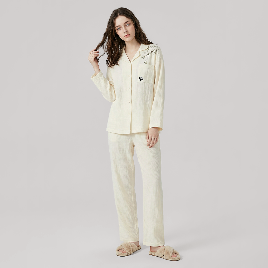 Nomee Guofeng Double-Layer Cotton Gauze Couple's Pajama Set - Nomee