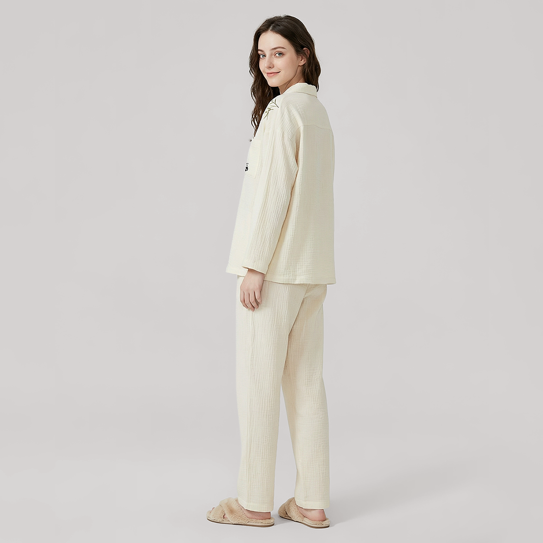 Nomee Guofeng Double-Layer Cotton Gauze Couple's Pajama Set - Nomee