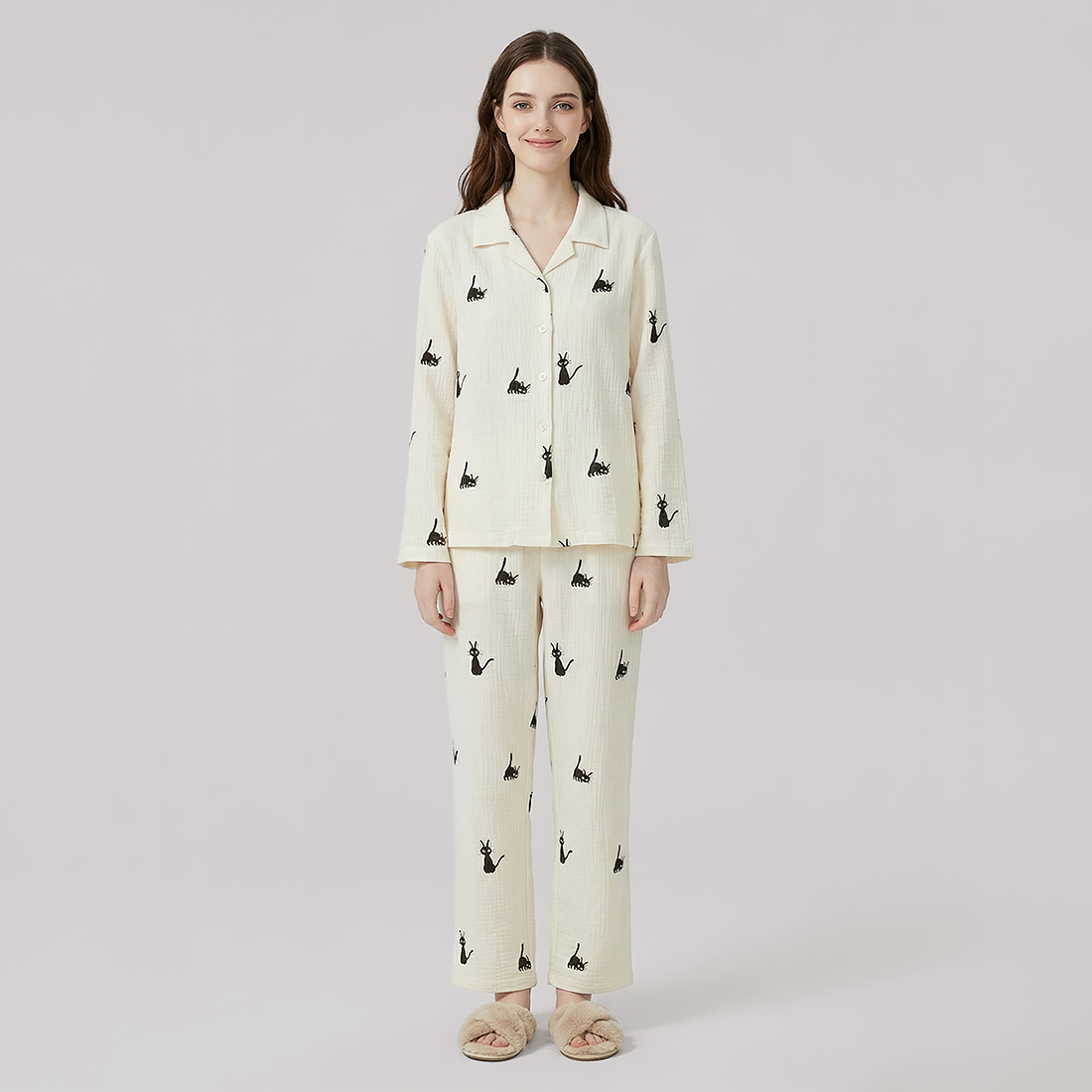 Nomee Guofeng Double-Layer Cotton Gauze Couple's Pajama Set - Nomee