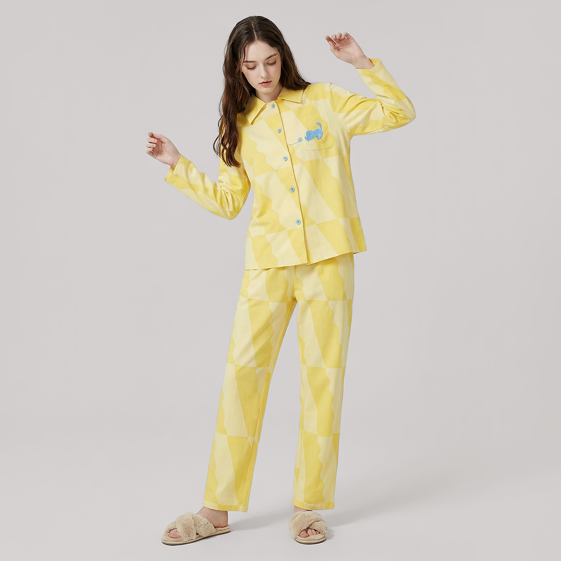 Brushed Cotton Couple's Pajama Set-Nomee