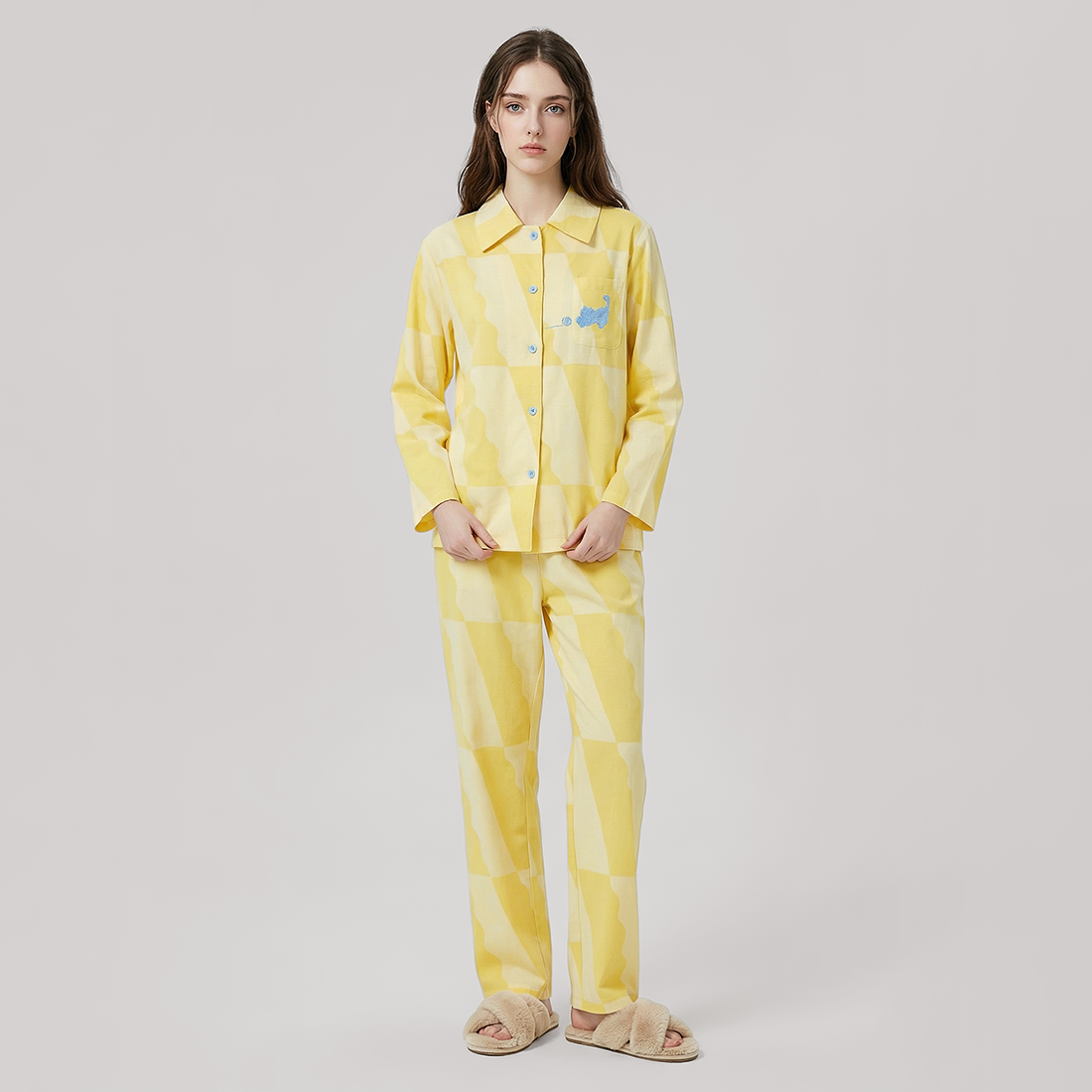 Brushed Cotton Couple's Pajama Set-Nomee