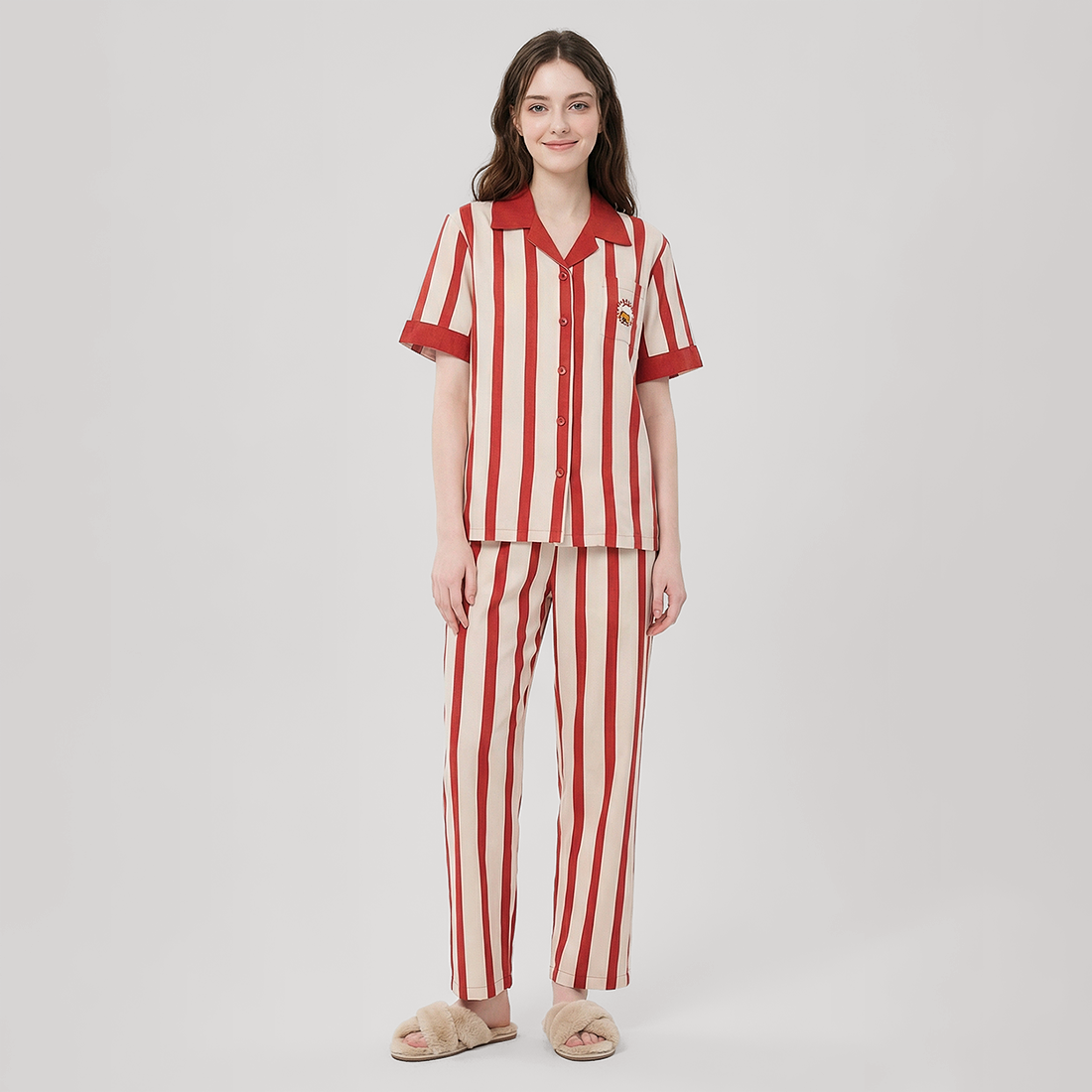 Women's Embroidered Cotton Pajama Set - Nomee