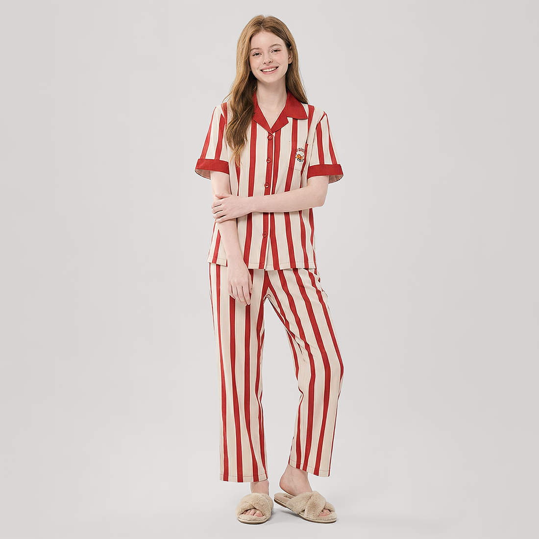 Women's Embroidered Cotton Pajama Set - Nomee